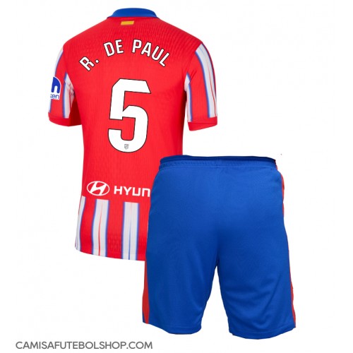 Camisa de time de futebol Atletico Madrid Rodrigo De Paul #5 Replicas 1º Equipamento Infantil 2024-25 Manga Curta (+ Calças curtas)